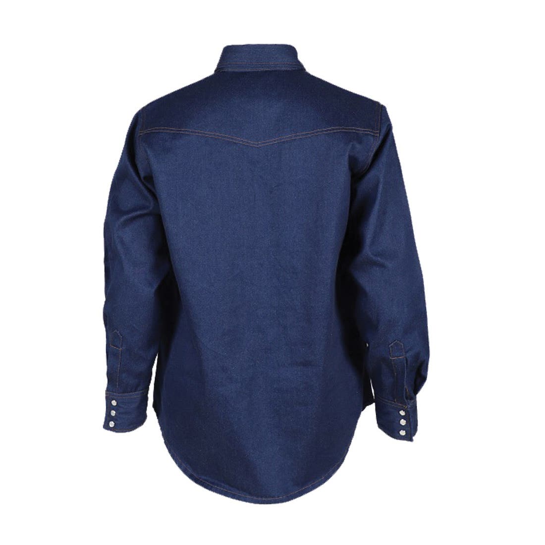 Forge Fr Flame-Resistant Work Shirt, Men's, 2XL, Spread, Long Sleeve, Denim - 830787