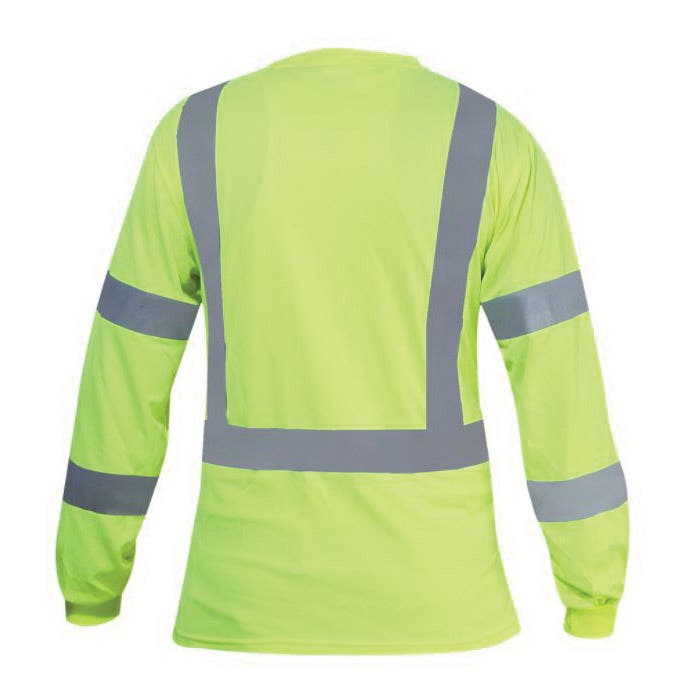 Forge Fr Flame-Resistant T-Shirt, Men's, 2XL, Long Sleeve, 2 in W Stripe, High-Visibility Yellow