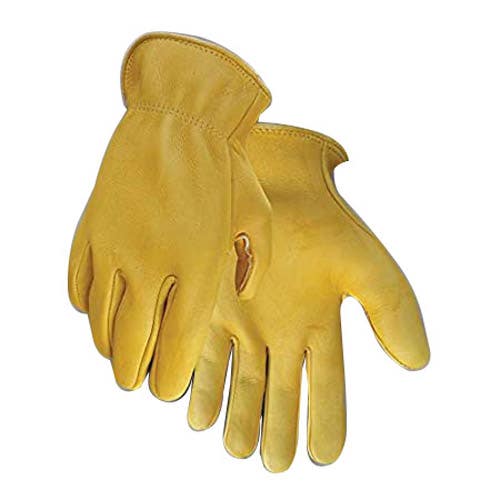 Golden Stag 402-S Gloves, S, Wing Thumb, Shirred Elastic Cuff, Deerskin Leather