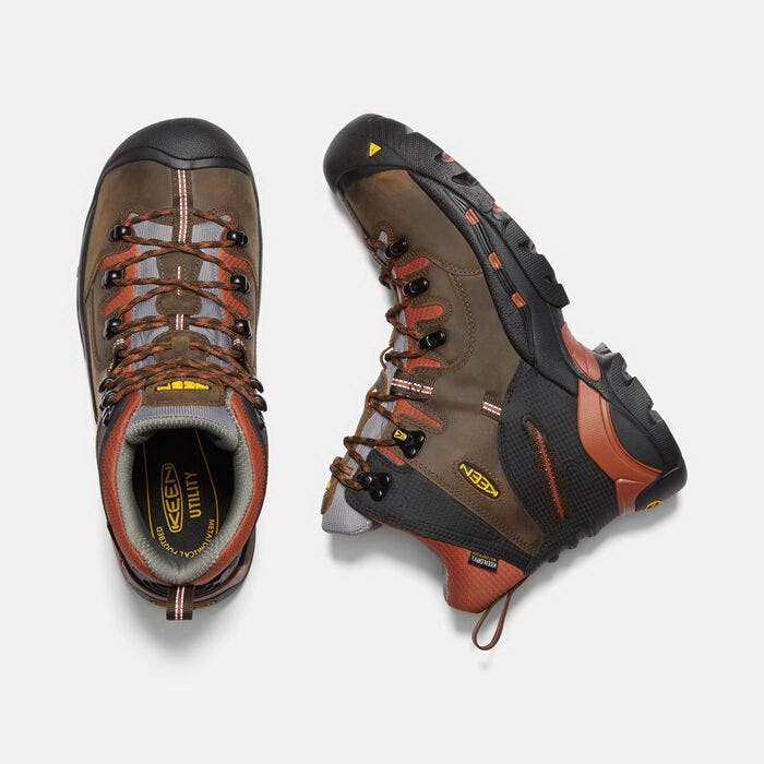 Keen Pittsburgh Series Medium-Duty Work Boots, 9, Bombay Brown/Cascade Brown, Leather, Lace-Up
