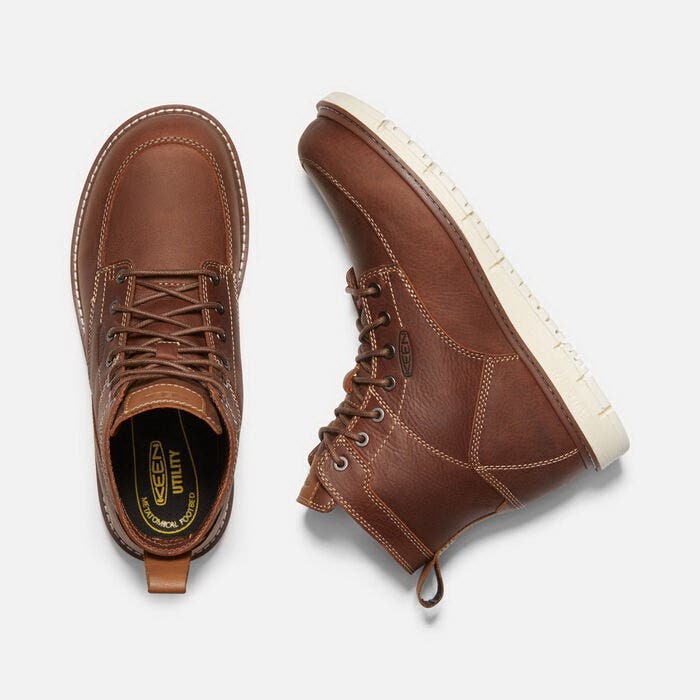 Keen San Jose Series Light-Duty Work Boots, 9, Gingerbread/Off-White, Leather