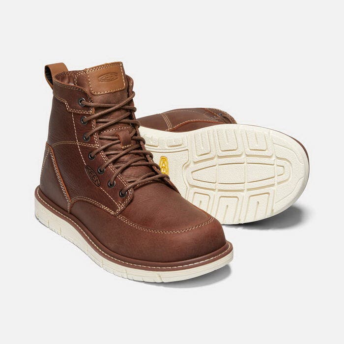 Keen San Jose Series Light-Duty Work Boots, 9, Gingerbread/Off-White, Leather