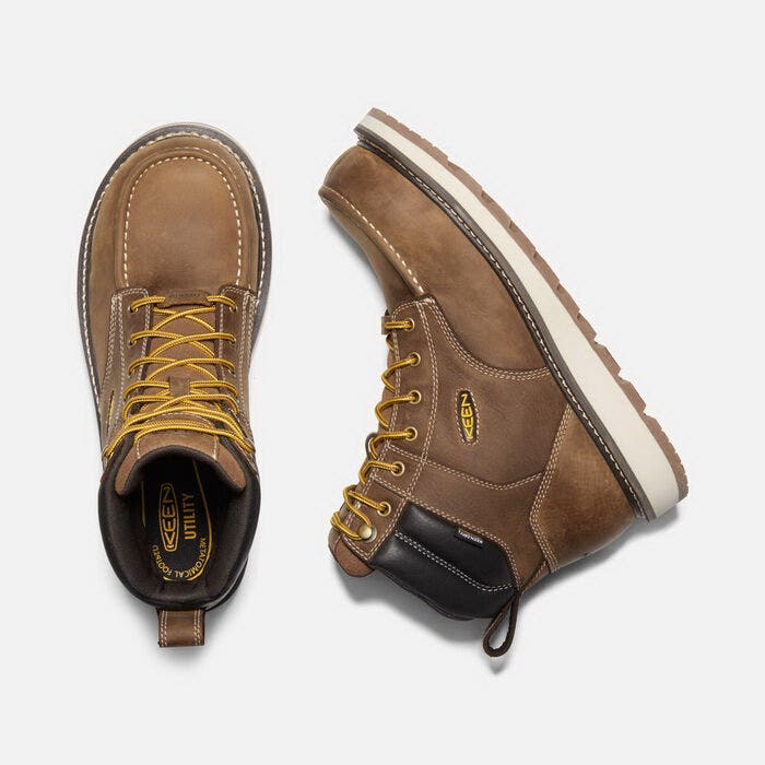 Keen Cincinnati Series Heavy-Duty Work Boots, 13, Belgian/Sandshell, Leather, Lace-Up
