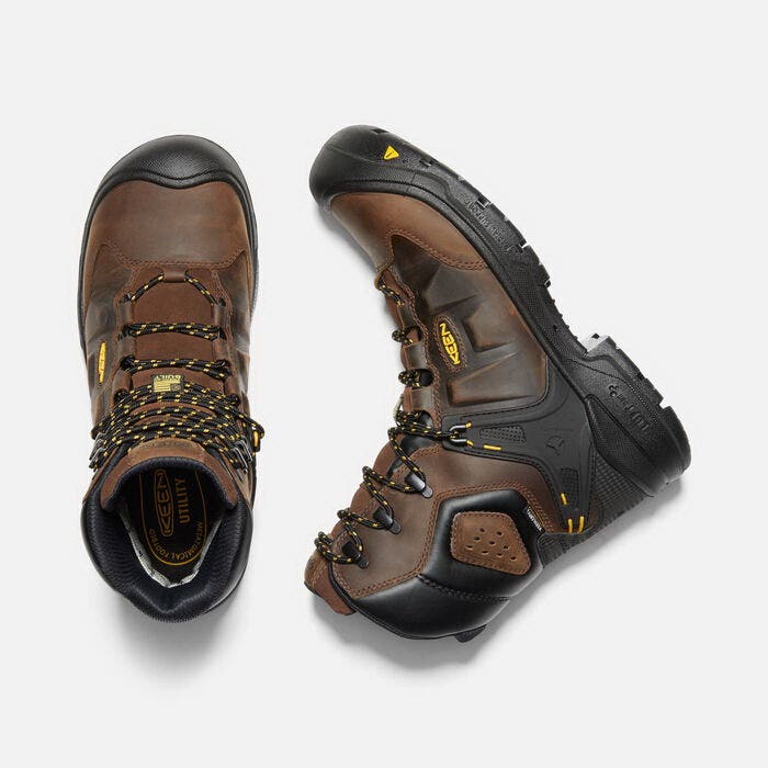 Keen Dover Series Medium-Duty Work Boots, 9, Black/Dark Earth, Leather, Insulated: Yes