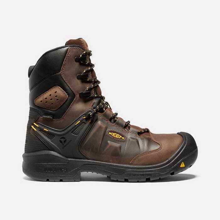 Keen Dover Series Medium-Duty Work Boots, 10, EE W, Black/Dark Earth, Leather, Insulated: Yes