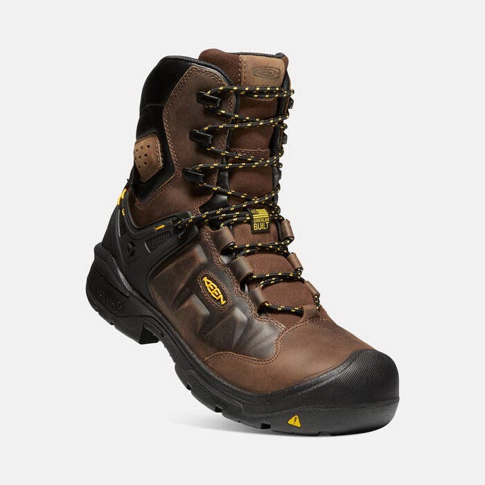 Keen Dover Series Medium-Duty Work Boots, 9, Black/Dark Earth, Leather, Insulated: Yes