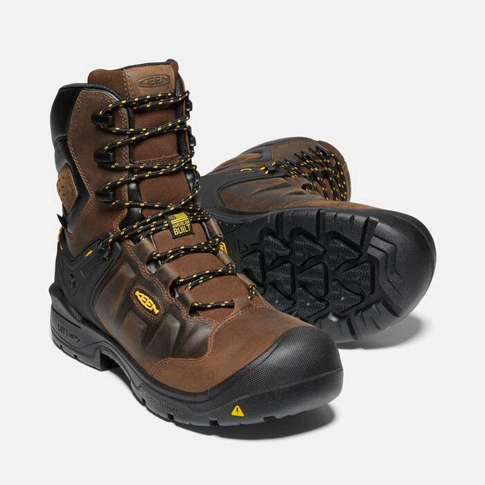 Keen Dover Series Medium-Duty Work Boots, 9, Black/Dark Earth, Leather, Insulated: Yes