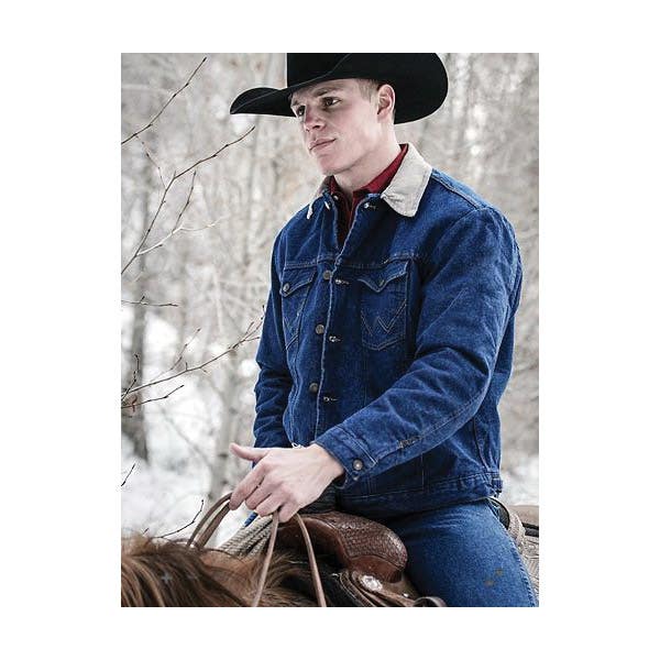 Wrangler Jacket, Cotton, Prewashed Denim, Regular - 74260PW40R