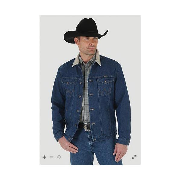 Wrangler Jacket, Cotton, Prewashed Denim, Regular - 74260PW38R