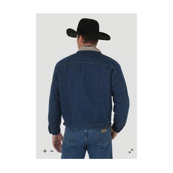 Wrangler 48L Jacket, L, Prewashed Indigo, Spread Collar, Button Flap Closure, Tall