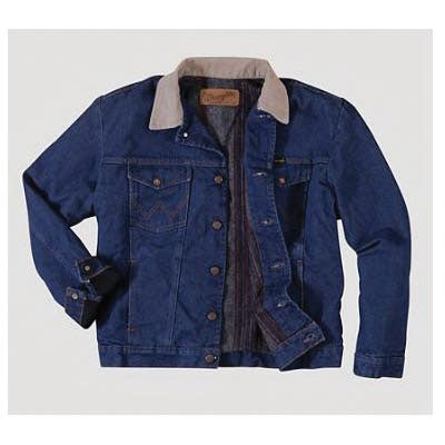 Wrangler 48L Jacket, L, Prewashed Indigo, Spread Collar, Button Flap Closure, Tall