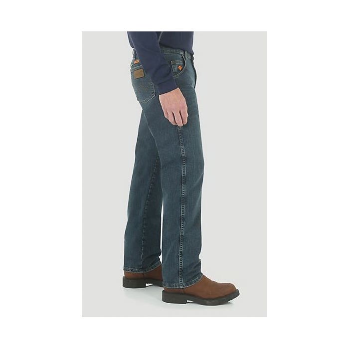 Wrangler FRAC47D-36X38 Jeans, 36 in Waist, 38 in L Inseam, Dark Tint, Over Boot Fit, Regular
