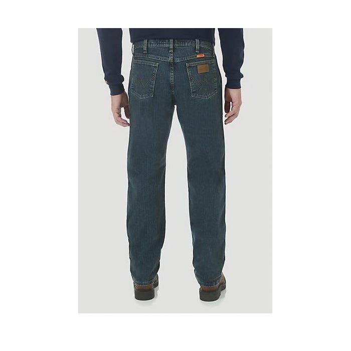Wrangler FRAC47D-36X38 Jeans, 36 in Waist, 38 in L Inseam, Dark Tint, Over Boot Fit, Regular