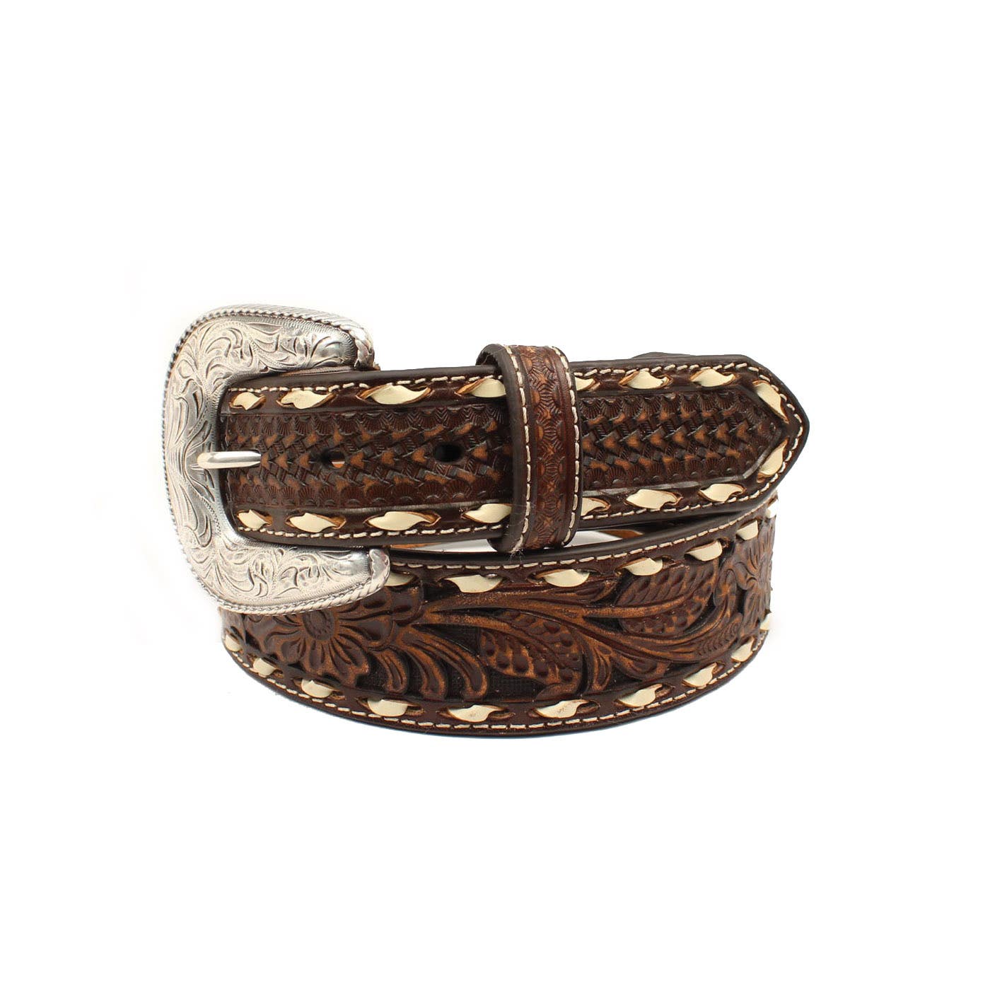 Ariat Belt, Men's, 40 in, Silver Buckle, Leather, Brown, Buckle - 828214