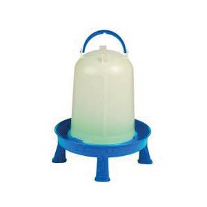 Springer Magrath Double-Tuf Poultry Waterer with Leg, 2.5 gal Capacity, Plastic, Blue/White