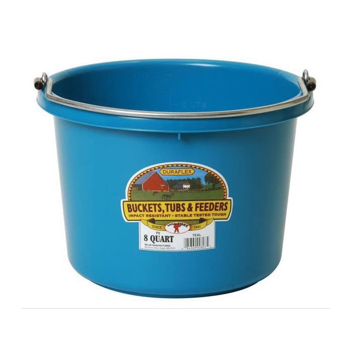 Little Giant P8TEAL6 Bucket, Round, 8 qt Capacity, Plastic, Teal