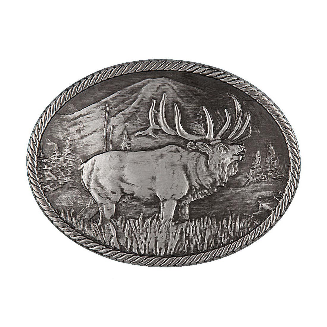 Montana Silversmiths Gunmetal Outdoor Series Wild Elk Carved Belt Buckle