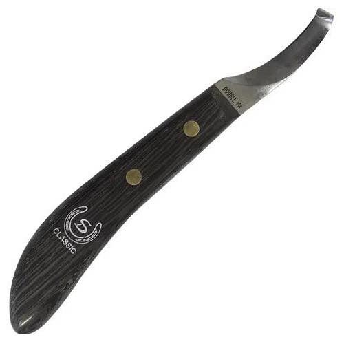 Double S 40003 Series Hoof Knife, Right-Handed, Concave, Drop Blade, Steel Blade, Wood Handle, Ergonomic Handle