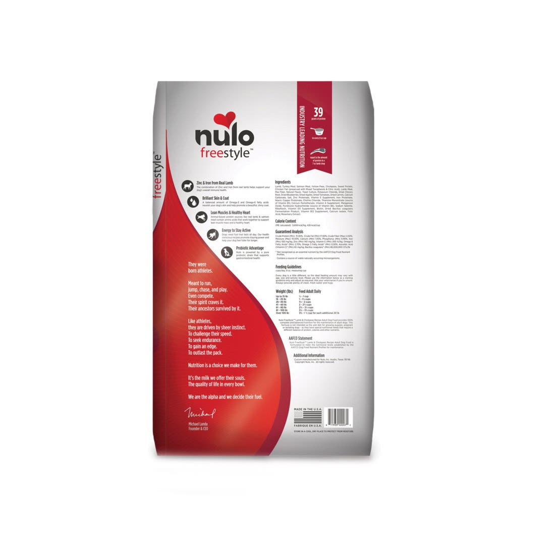 Nulo freestyle 51AL24 Dog Food, Dry, Chickpeas, Lamb, 24 lb, Bag