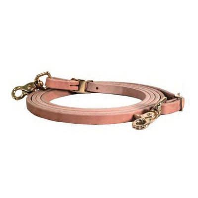 Oxbow Tack Roping Rein with Hardware, 8 ft L, 1/2 in W, Brass/Leather, Russet