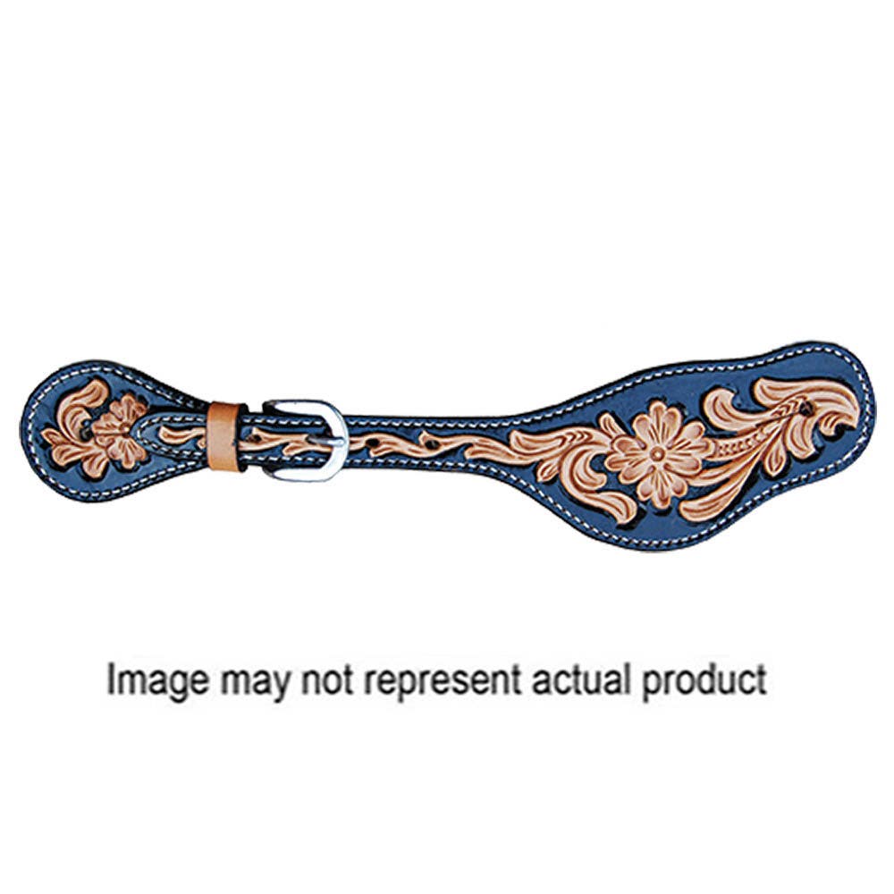 Oxbow Tack Spur Strap, Floral Carving, Leather, Black