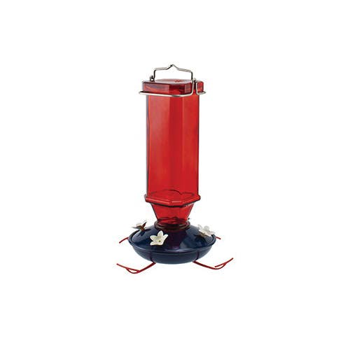 Woodlink Bird Feeder, Flower, 16 oz, Glass, Ruby Red, Hang Mounting