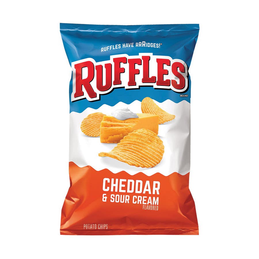 Ruffles Chips, Cheddar, Sour Cream, 2.5 oz
