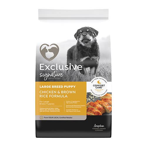 Exclusive Signature 3005432720 Dog Food, L Breed, Dry, Brown Rice, Chicken Flavor, 30 lb Bag
