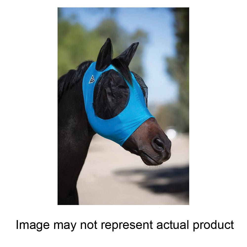 Professional's Choice Comfort-Fit Fly Mask, Warmblood, Lycra Mesh, Charcoal/Pacific