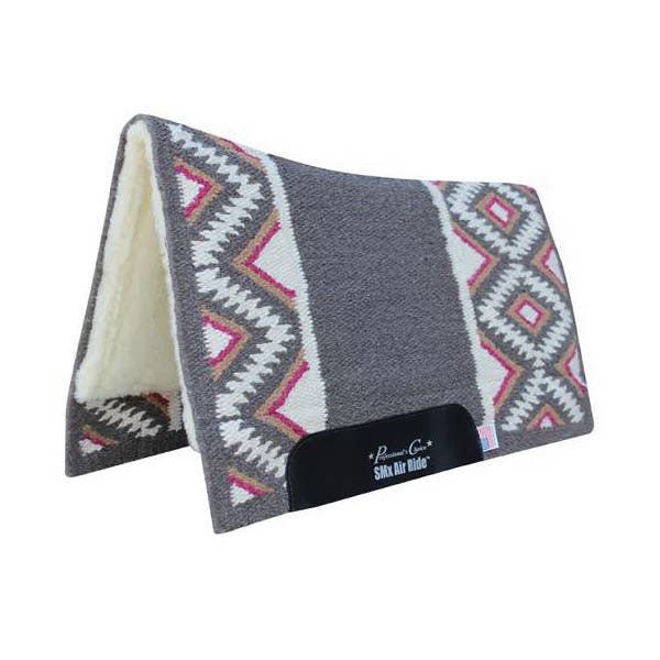 Professional's Choice Saddle Pad, 1/2 in Thick, Wool, Charcoal/Pink