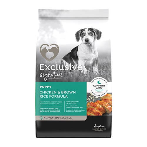 Exclusive Signature 3005434742 Dog Food, M, S Breed, Brown Rice, Chicken Flavor, 15 lb