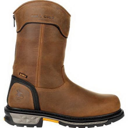 Georgia Boot Carbo-Tec Series Work Boots, Pull-On, W W, 10.5, Black/Brown, Leather, Zipper, Insulated: No