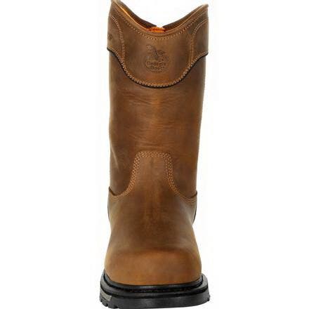 Georgia Boot Carbo-Tec Series Work Boots, Pull-On, M W, 13, Black/Brown, Leather, Zipper