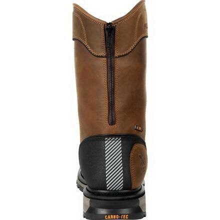 Georgia Boot Carbo-Tec Series Work Boots, Pull-On, M W, 13, Black/Brown, Leather, Zipper