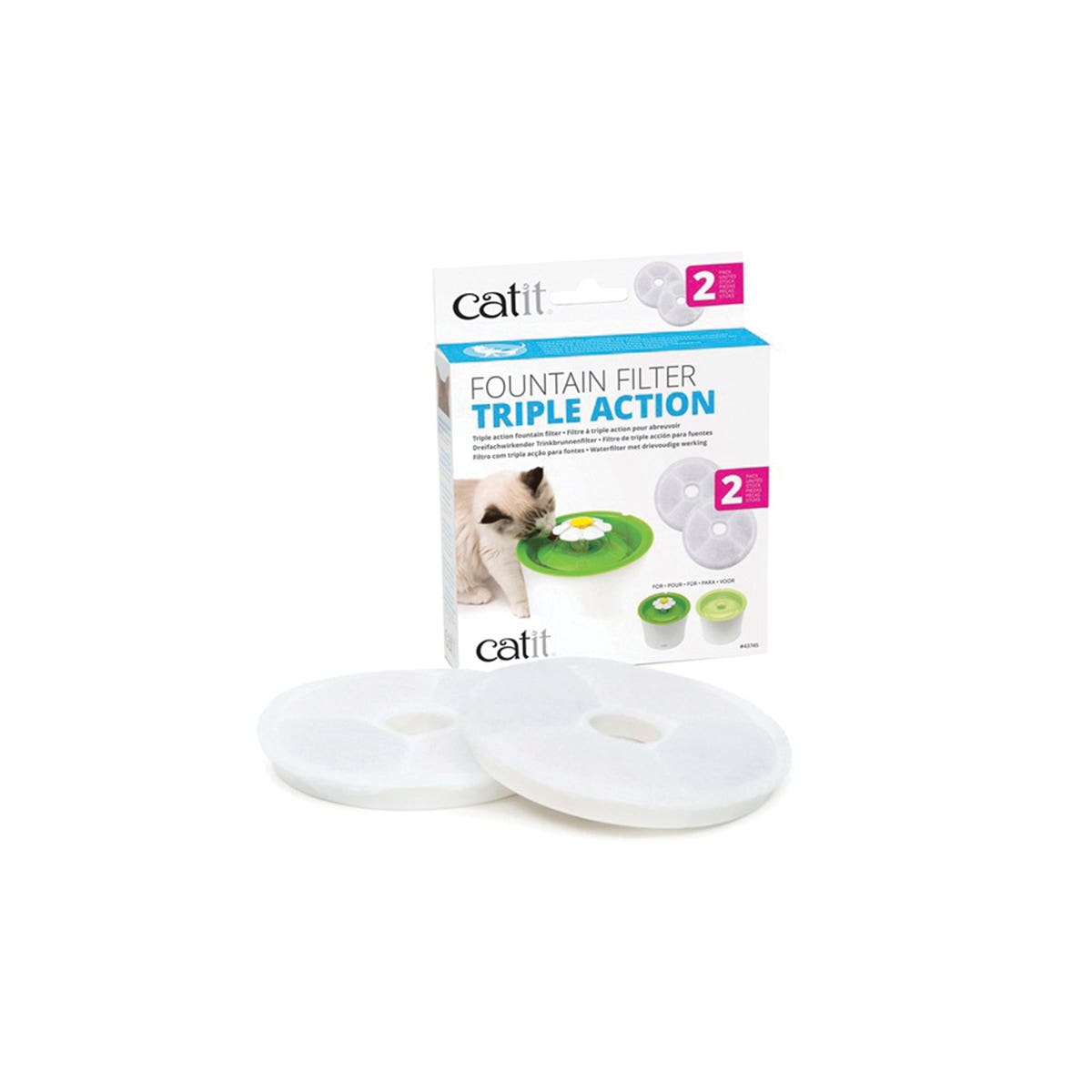 Catit Fountain Filter, For: Catit 43742W 2.0 Flower Fountain, 55600 3 L Design Cat Drinking Fountain