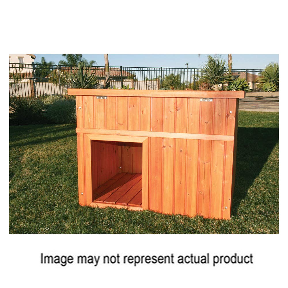 Rugged Ranch DGHSLG Dog House, 27 in OAL, 27 in OAW, 37-1/2 in OAH, Wood, Brown