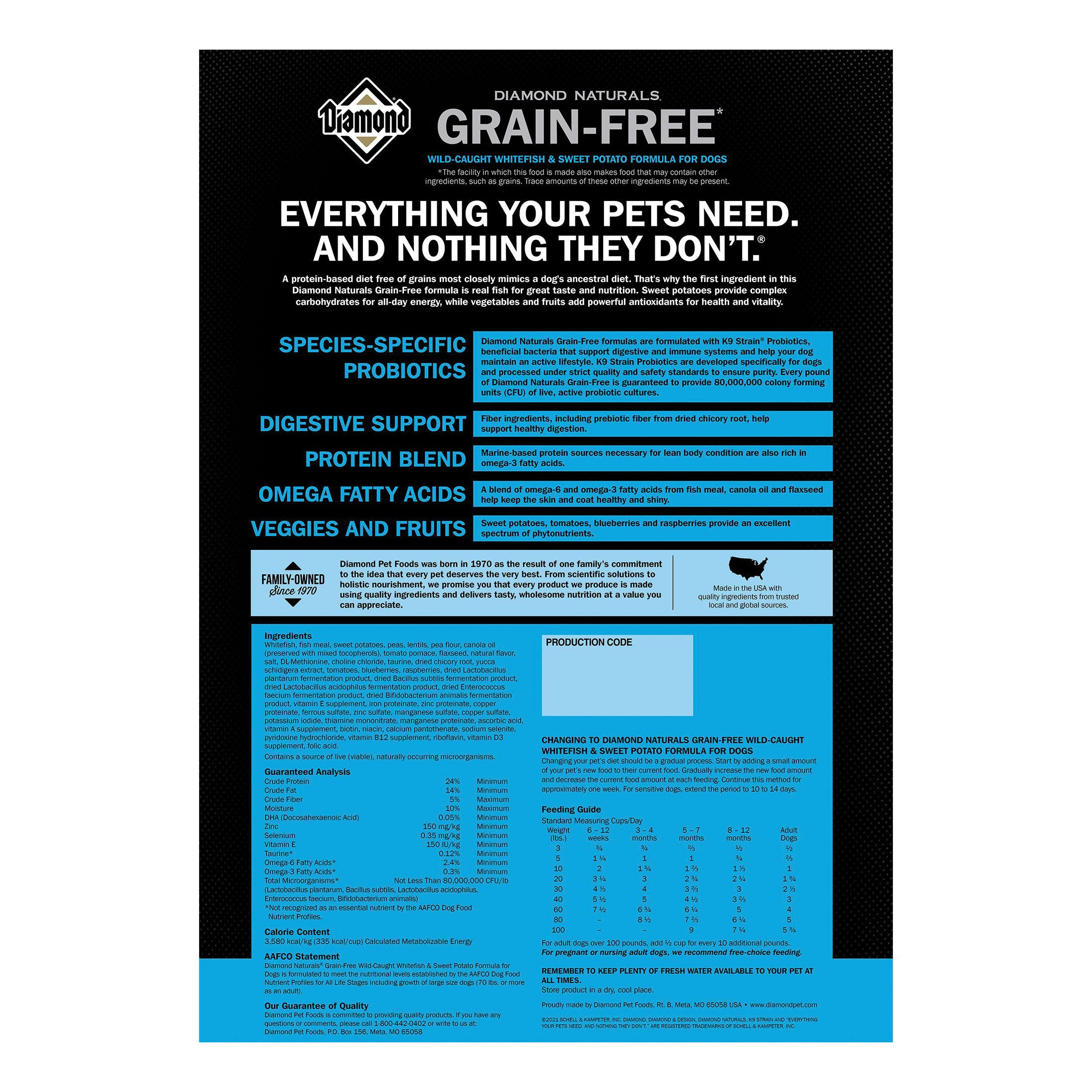 Diamond Naturals Grain-Free Whitefish & Sweet Potato Dry Dog Food, 28 lb