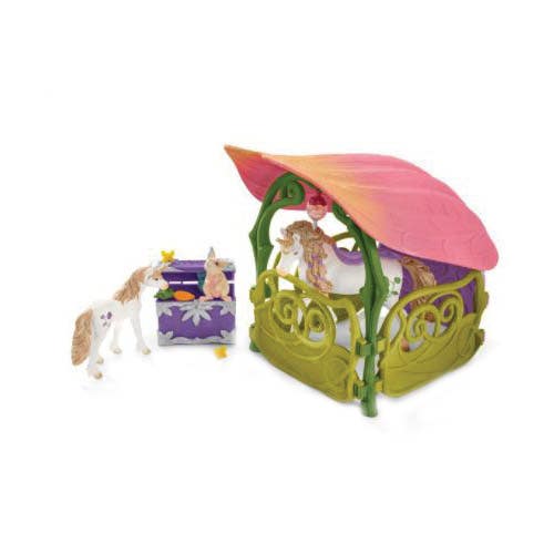 Schleich-S Glittering Flower House with Unicorns Playset, 55-Piece