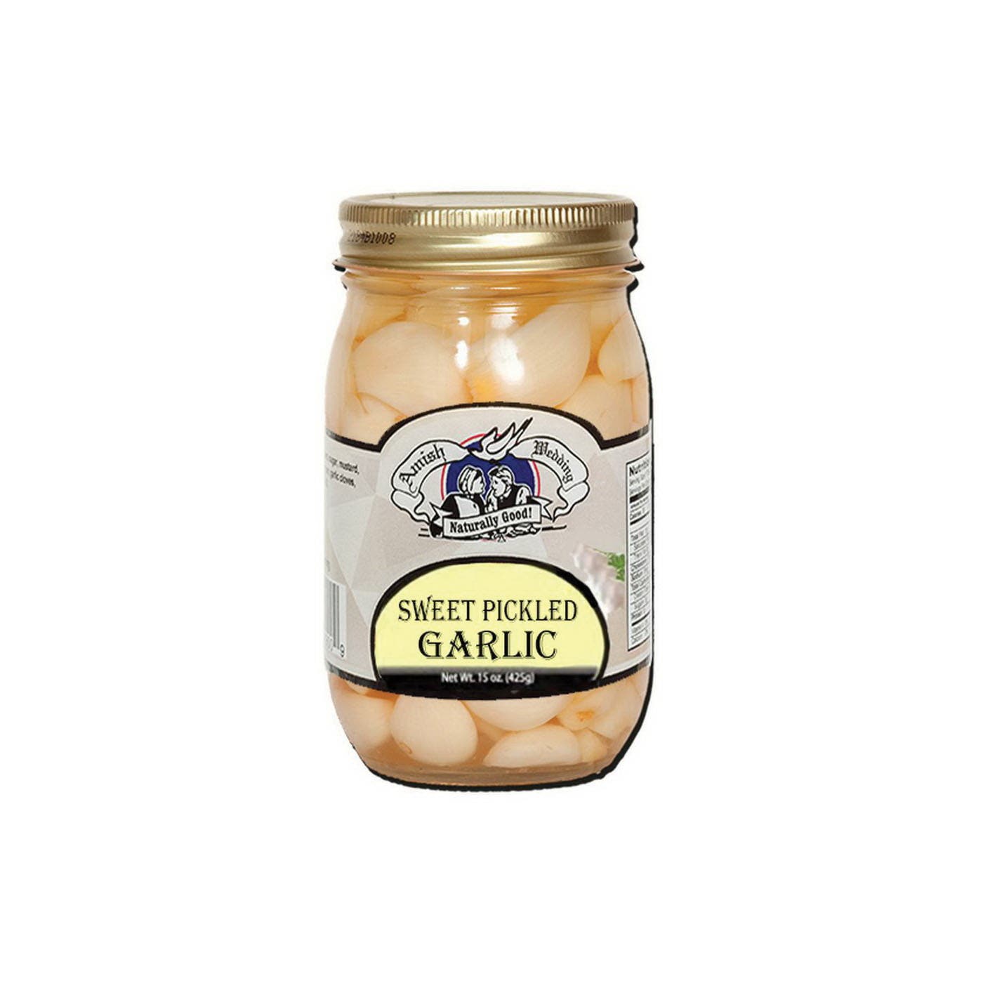 Amish Wedding Sweet Pickled Garlic, 15 oz Jar