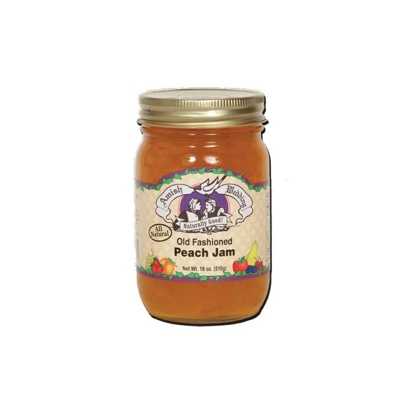 Amish Wedding Peach Jam, 18 oz Jar