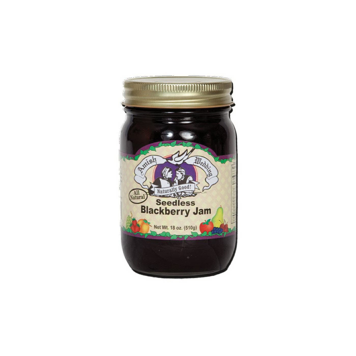 Amish Wedding Seedless Blackberry Jam, 18 oz Jar