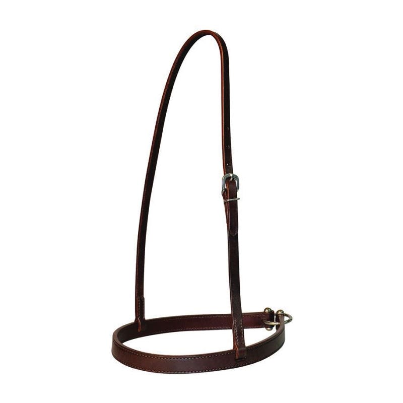 Circle Y Floral Noseband, 1 in W, 2 ply Thick, Leather/Stainless Steel, Walnut