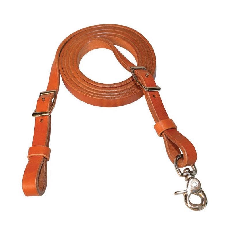 Circle Y Contest Rein, 7 ft L, 5/8 in W, Conway Buckle, Leather/Stainless Steel, Regular Oil