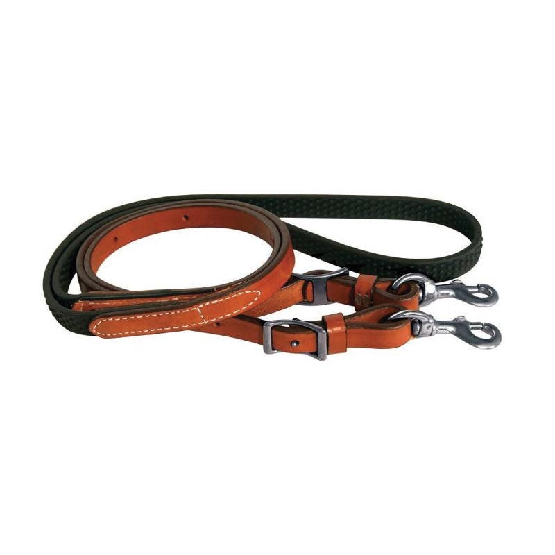 Circle Y Contest Rein, 7 ft L, 3/4 in W, Conway Buckle, Leather/Stainless Steel, Regular Oil