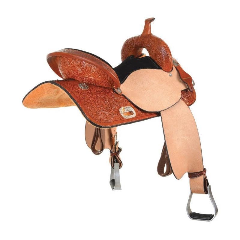 Circle Y Proven Mansfield Black Suede Saddle, 16 In., Wide Bar