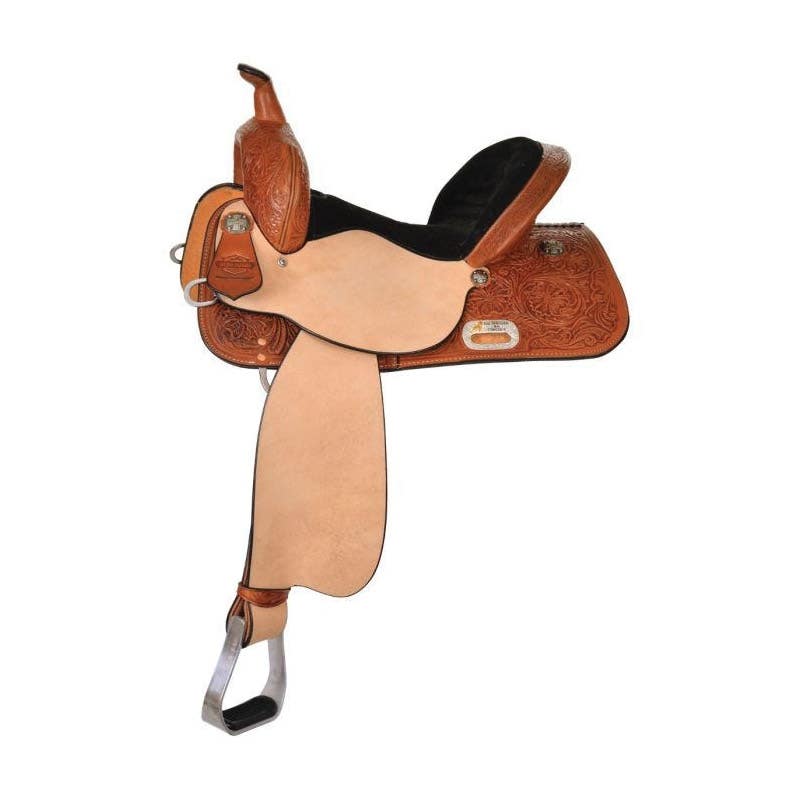 Circle Y Proven Mansfield Black Suede Saddle, 16 In., Wide Bar