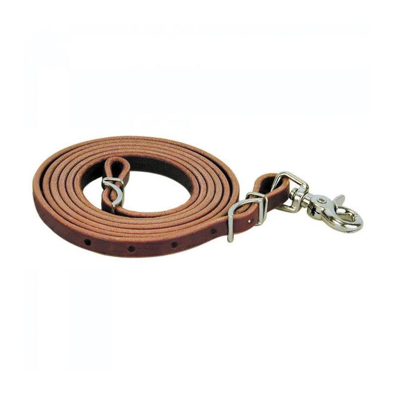 Reinsman Roping Rein, 8 ft L, 1/2 in W, Conway Buckle, Brass/Leather, Latigo