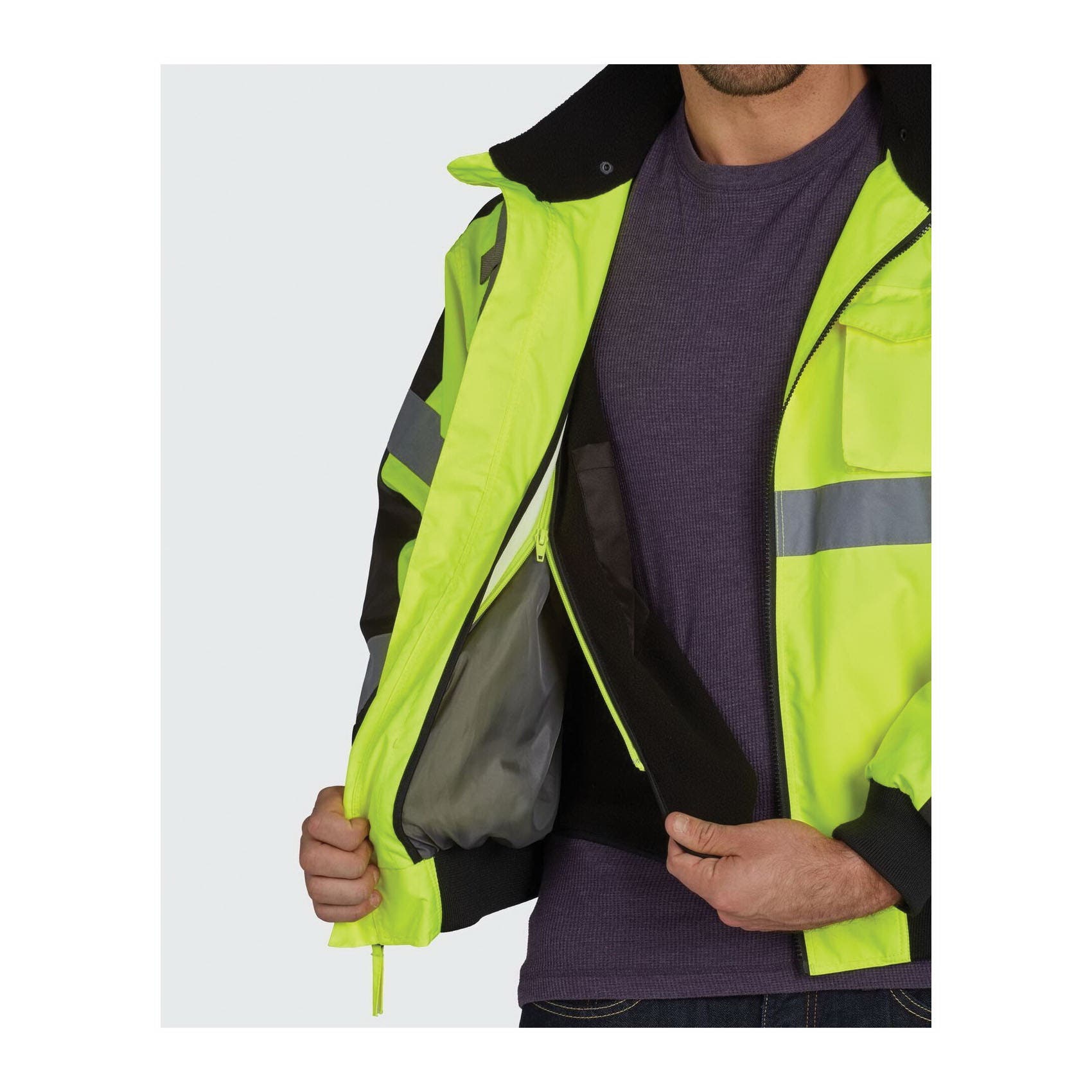 Utility Pro UHV575-YEL-M Three-Season Bomber Jacket, M, Men's, Fits to Chest Size: 38 to 40 in, PTFE