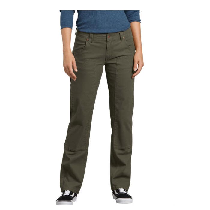 Dickies Carpenter Pants, 10, 30-1/2 in Waist, Moss Green, Relaxed, Straight Fit, Regular, Stretchable