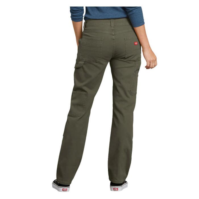Dickies Carpenter Pants, 16, 35 in Waist, Moss Green, Relaxed, Straight Fit, Regular, Stretchable